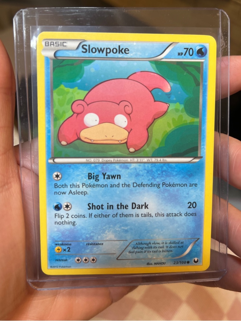 Pokemon Slowpoke Trading Card - Pink, Yellow, Blue